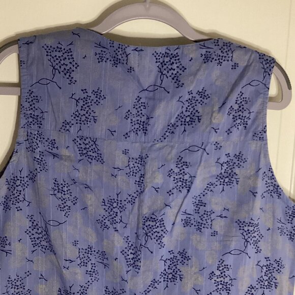 Chai Women's Summer Sleeveless Cotton Shift Dress Blue Floral Size L Comfy - Picture 7 of 9